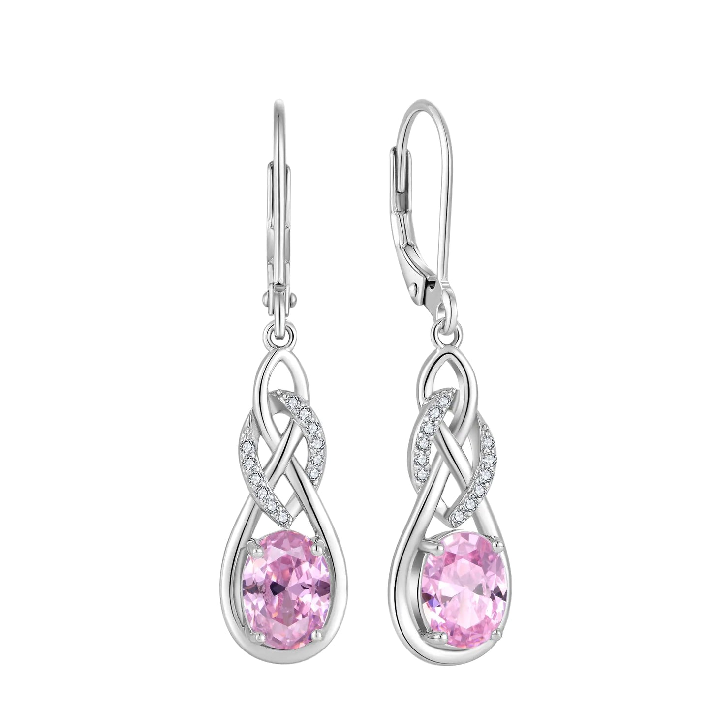 Pink Tourmaline Drop Dangle Earrings, 925 Sterling Silver