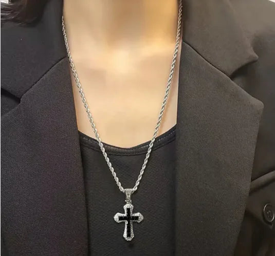Gothic Big Zircon Cross Necklace